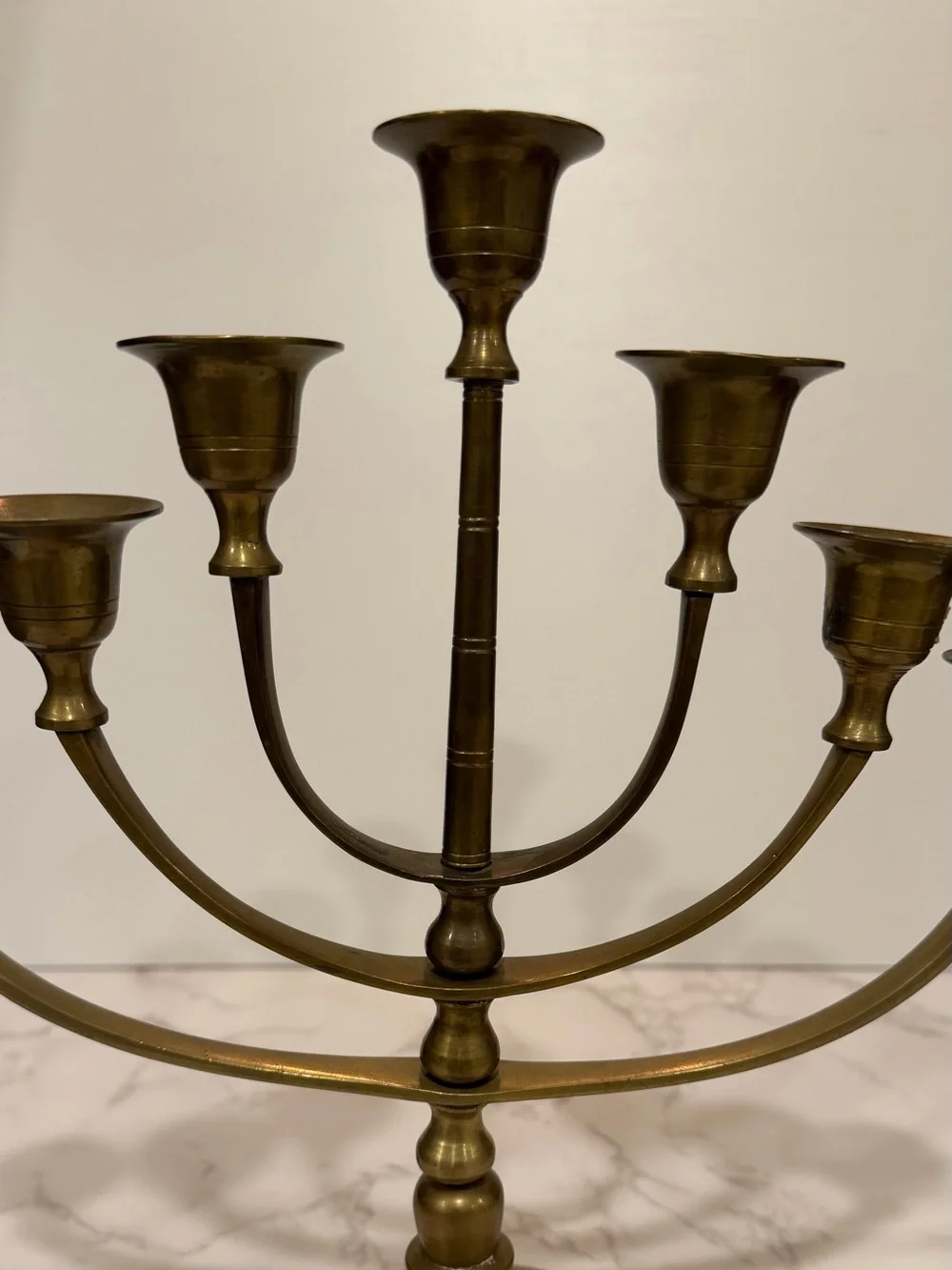 Vintage Solid Brass 7-Arm Candelabra Candle Holder Menorah Made in India 11”